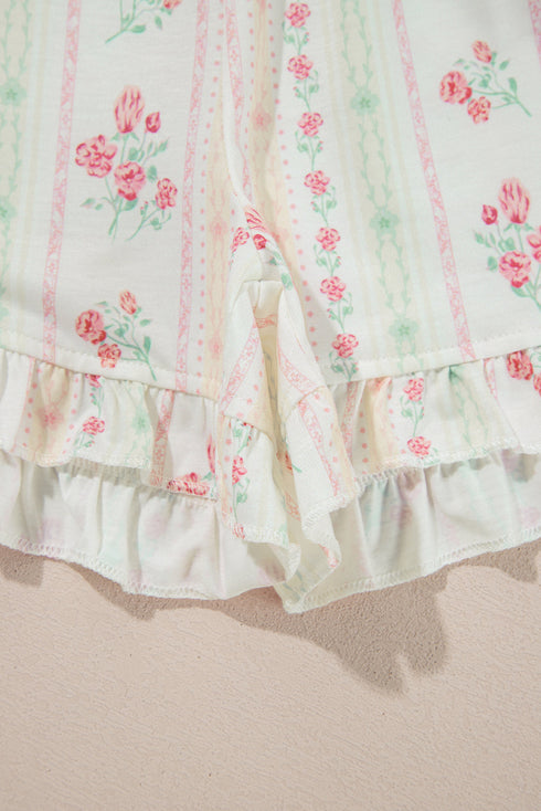 Southern Belle Print Piped Short Sleeve Pajama Set