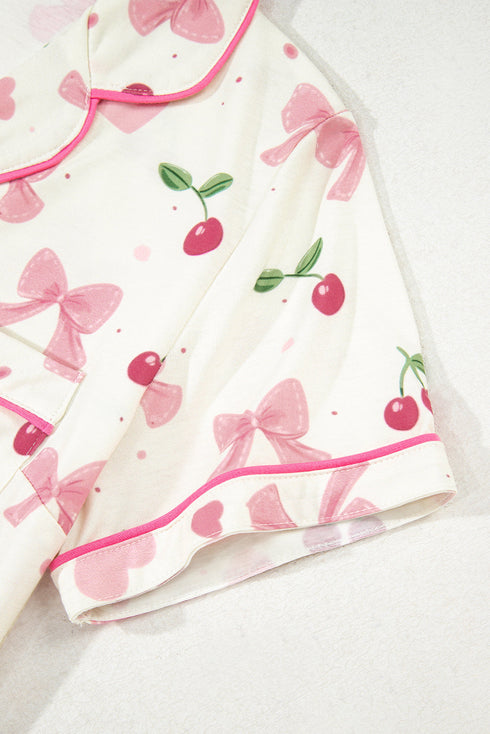 Southern Belle Print Piped Short Sleeve Pajama Set