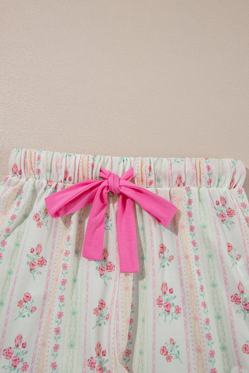 Southern Belle Print Piped Short Sleeve Pajama Set