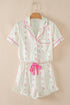 Southern Belle Print Piped Short Sleeve Pajama Set