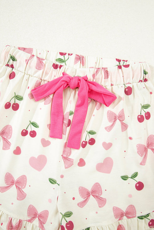 Southern Belle Print Piped Short Sleeve Pajama Set
