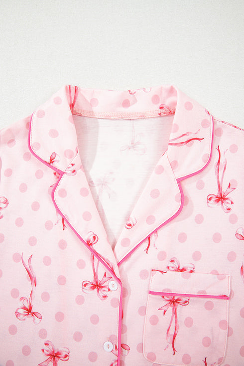Southern Belle Print Piped Short Sleeve Pajama Set