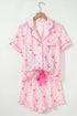 Southern Belle Print Piped Short Sleeve Pajama Set