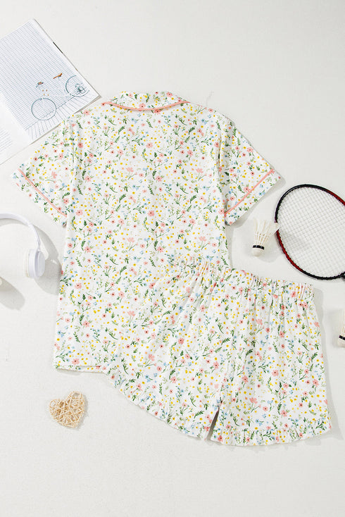 Southern Belle Print Piped Short Sleeve Pajama Set