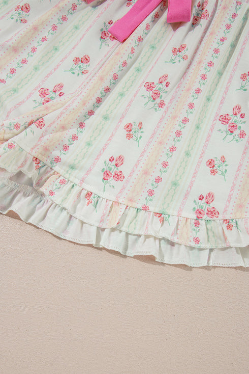 Southern Belle Print Piped Short Sleeve Pajama Set