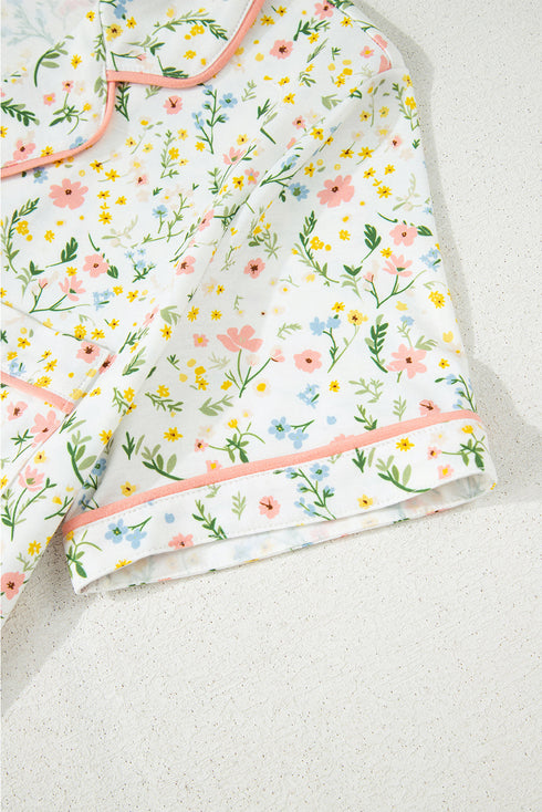 Southern Belle Print Piped Short Sleeve Pajama Set