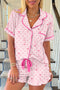 Southern Belle Print Piped Short Sleeve Pajama Set