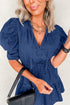 Southern Belle Puff Sleeve Drawstring Denim Mini Dress