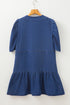 Southern Belle Puff Sleeve Drawstring Denim Mini Dress