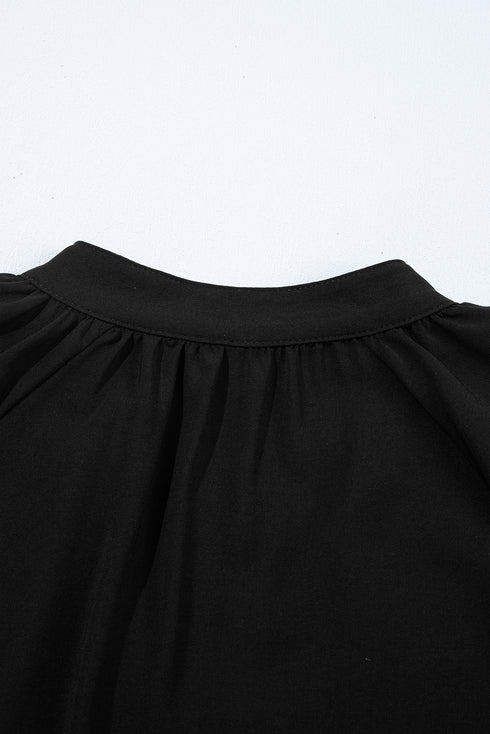 Southern Belle Puff Sleeve Split Neck Bow Blouse
