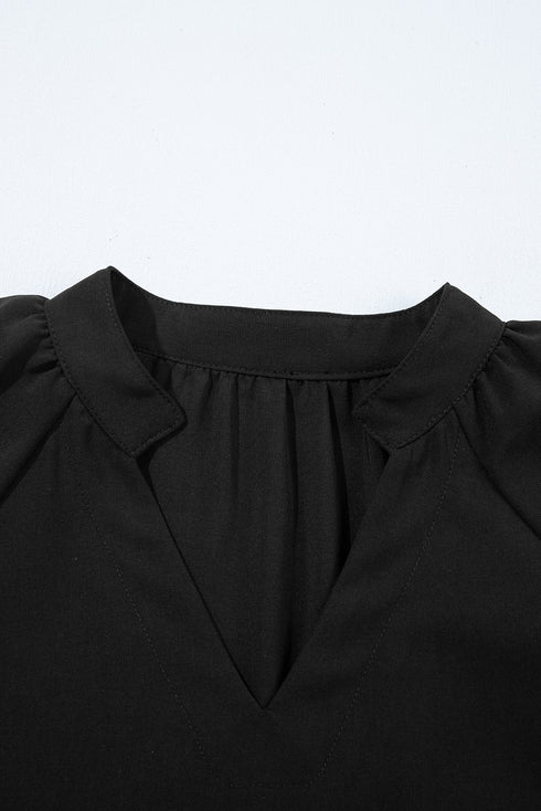 Southern Belle Puff Sleeve Split Neck Bow Blouse