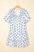 Southern Belle Puff Sleeve Tied Neck Pocketed Floral Dress
