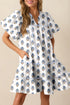 Southern Belle Puff Sleeve Tied Neck Pocketed Floral Dress