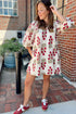 Southern Belle Puff Sleeve V Neck Mini Floral Dress