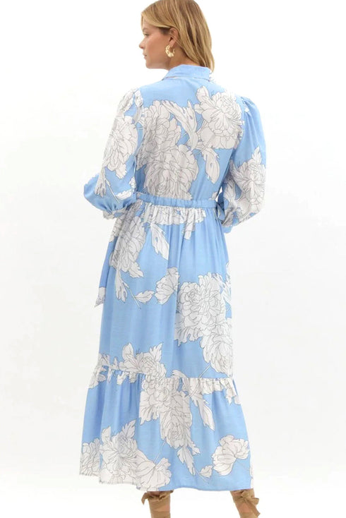 Southern Belle Ruffle Hem Button Down Floral Dress