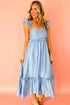 Southern Belle Ruffle Trim High Waist Sleeveless Maxi Dress
