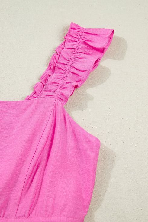 Southern Belle Ruffle Trim High Waist Sleeveless Maxi Dress
