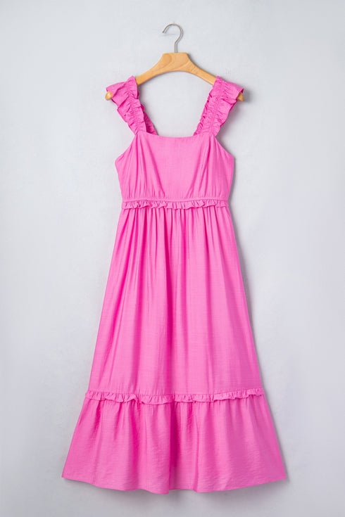 Southern Belle Ruffle Trim High Waist Sleeveless Maxi Dress