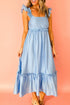 Southern Belle Ruffle Trim High Waist Sleeveless Maxi Dress