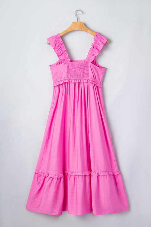 Southern Belle Ruffle Trim High Waist Sleeveless Maxi Dress