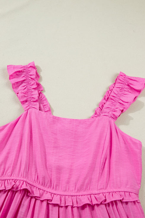Southern Belle Ruffle Trim High Waist Sleeveless Maxi Dress