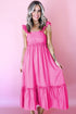 Southern Belle Ruffle Trim High Waist Sleeveless Maxi Dress