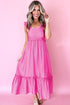 Southern Belle Ruffle Trim High Waist Sleeveless Maxi Dress