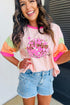 Southern Belle Sequin Disco Ball Color Block Sleeve Graphic Tee