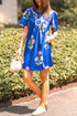 Southern Belle Short Sleeve Split Neck Floral Dress