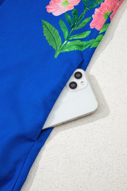 Southern Belle Short Sleeve Split Neck Floral Dress