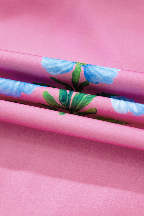 Southern Belle Short Sleeve Split Neck Floral Dress