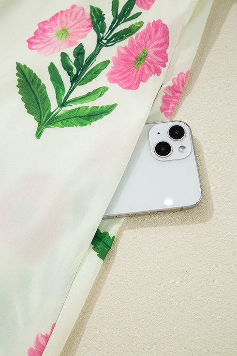 Southern Belle Short Sleeve Split Neck Floral Dress