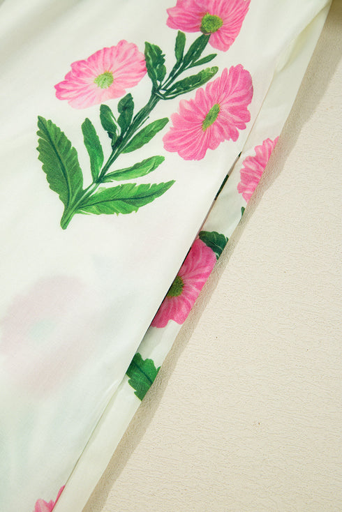 Southern Belle Short Sleeve Split Neck Floral Dress