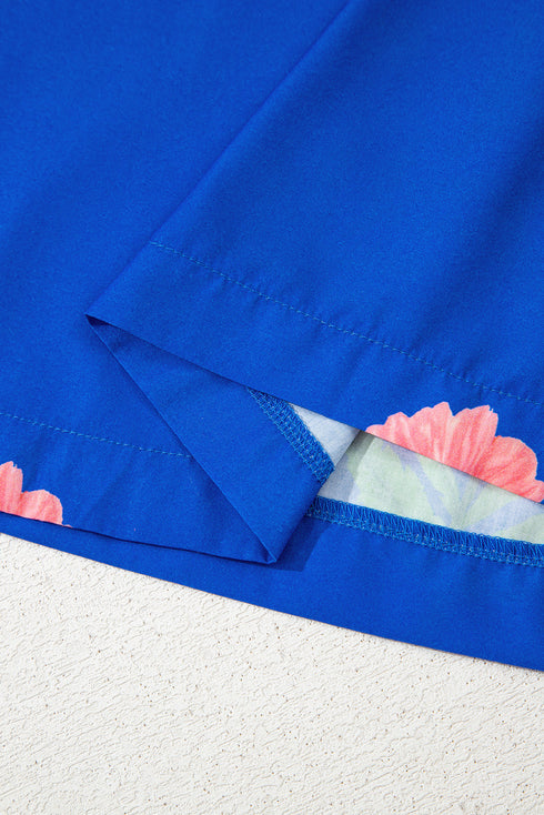 Southern Belle Short Sleeve Split Neck Floral Dress