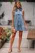 Southern Belle Sleeveless Ruffled Bowknot Denim Mini Dress