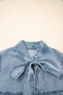 Southern Belle Sleeveless Ruffled Bowknot Denim Mini Dress