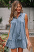 Southern Belle Sleeveless Ruffled Bowknot Denim Mini Dress