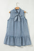 Southern Belle Sleeveless Ruffled Bowknot Denim Mini Dress
