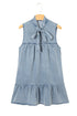 Southern Belle Sleeveless Ruffled Bowknot Denim Mini Dress