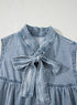 Southern Belle Sleeveless Ruffled Bowknot Denim Mini Dress