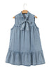 Southern Belle Sleeveless Ruffled Bowknot Denim Mini Dress