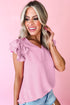 Southern Belle Solid V Neck Ruffled Tank Top