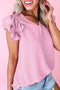 Southern Belle Solid V Neck Ruffled Tank Top