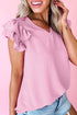 Southern Belle Solid V Neck Ruffled Tank Top