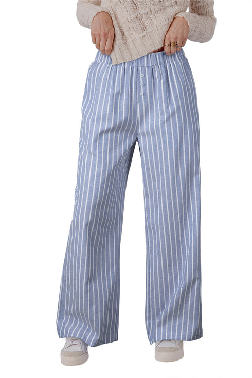 Southern Belle Stripe Button Detail Wide Leg Pants