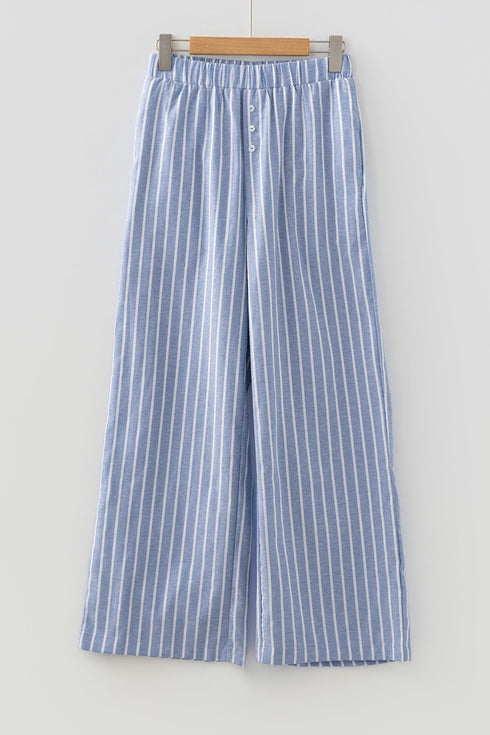 Southern Belle Stripe Button Detail Wide Leg Pants