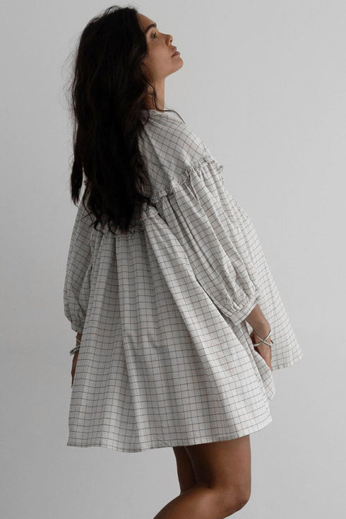 Southern Belle Stripe Checkered Frilled Babydoll Mini Dress