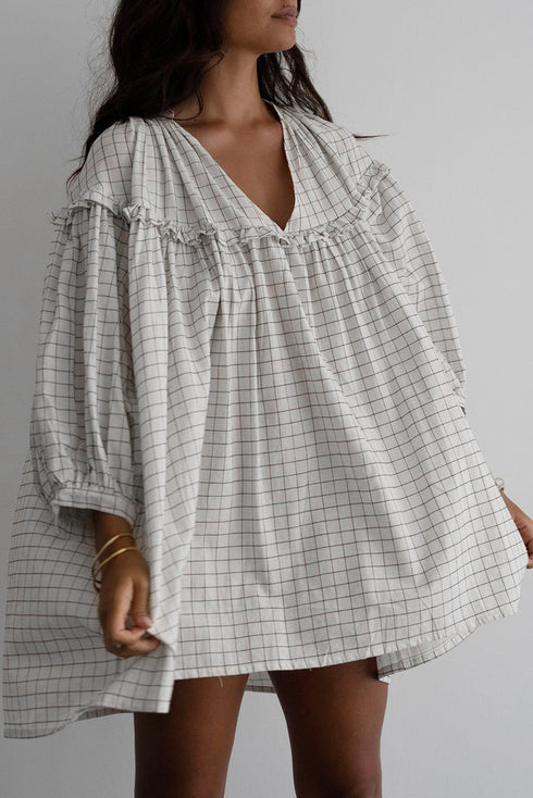 Southern Belle Stripe Checkered Frilled Babydoll Mini Dress