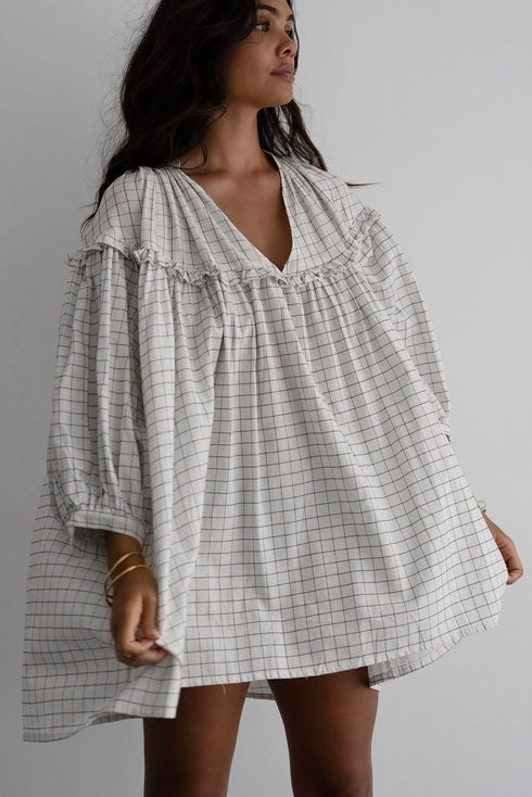 Southern Belle Stripe Checkered Frilled Babydoll Mini Dress