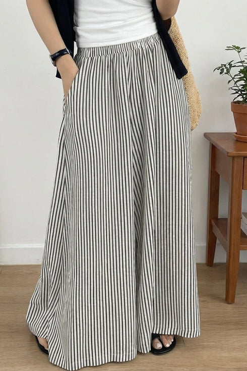 Southern Belle Stripe Elastic Waist Wide Leg Pants
